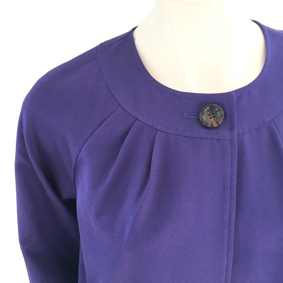 NEW JONES NEW YORK Collection Cotton Silk Top Button Jacket in Purple SZ 6 - Picture 2 of 10
